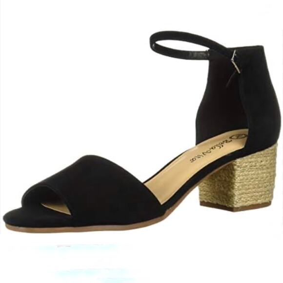 Bella Vita Black Suede Leather Fable Quarterstrap Heeled Sandal Sz 8.5WW - Picture 1 of 9
